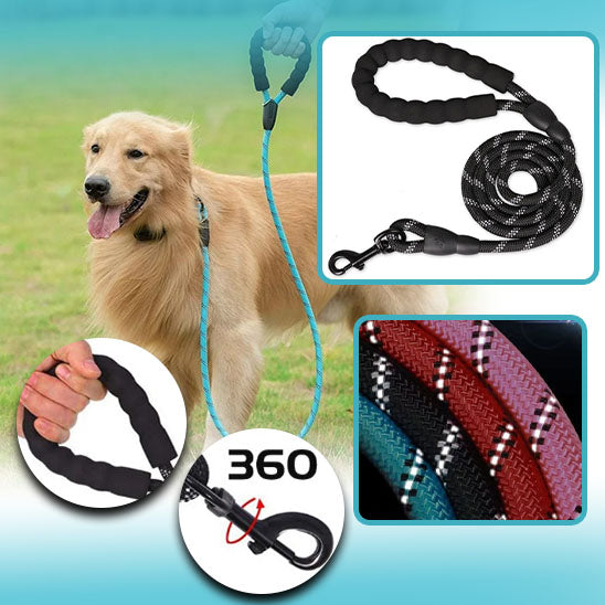 Laisse pour chien durable avec mousqueton rotatif anti enchevêtrement