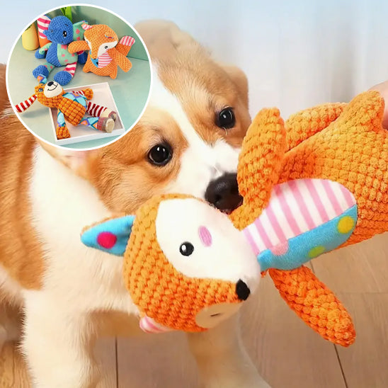 Peluche pour chien interactive avec couineur et papier froissé