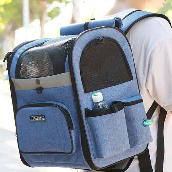 Sac de transport pour chien avec poche bouteille et sac à déchets visibles