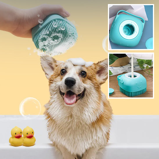 brosse de bain pour chien relaxation assuree