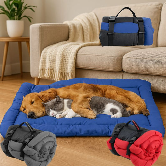 chien dormant sur tapis pour chien couleurs disponible bleu rouge gris